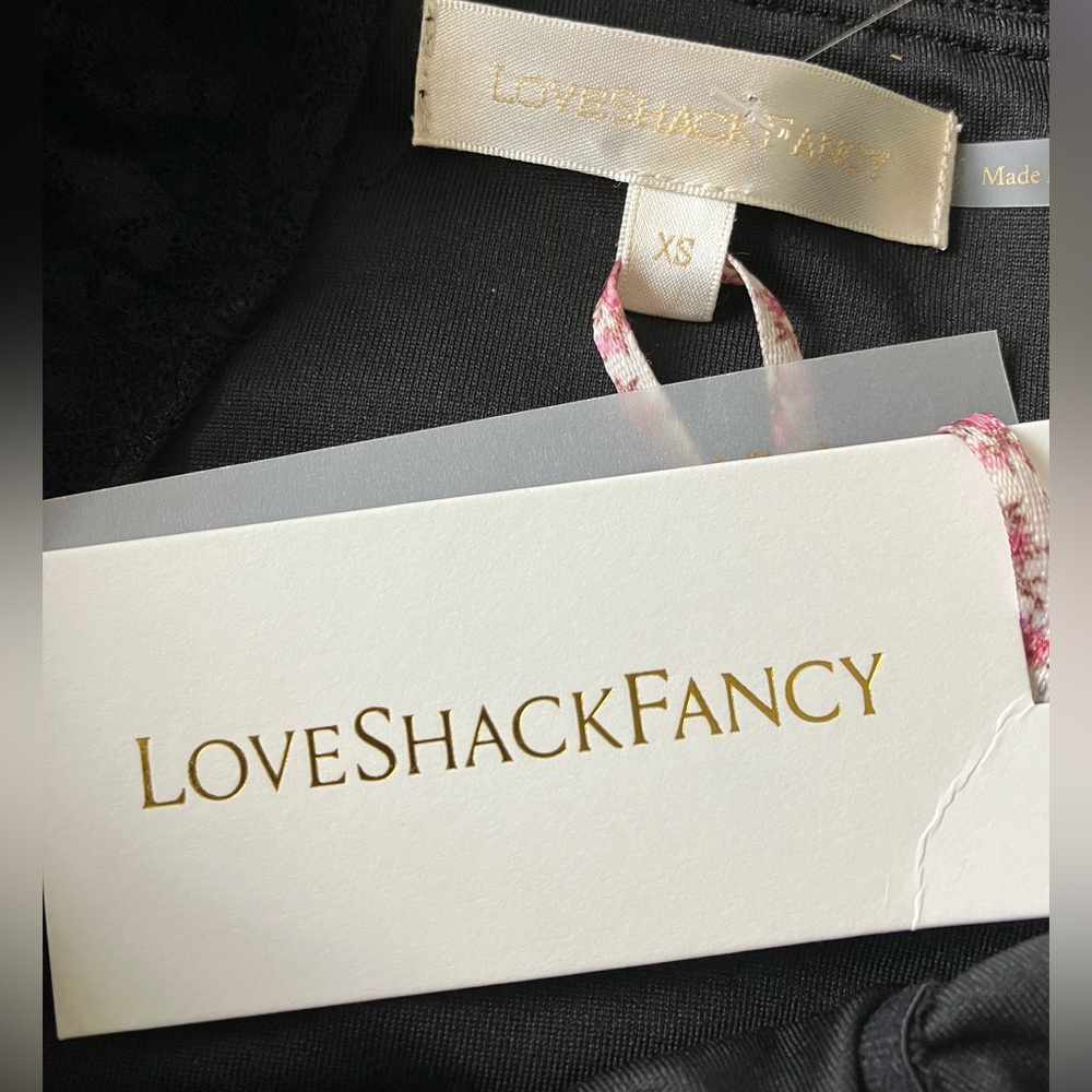 NWT Love Shack Fancy Evangelina Black Lace Mini Dress Size X Small - Picture 8 of 10